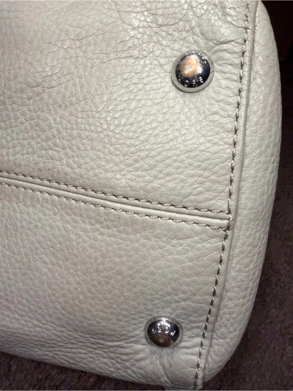 Michael Kors Gray Pebbled Women's Satchel Handbag with Silver Zipper Accents